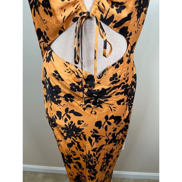 SHONA JOY Solare Cutout Floral Maxi Dress in Tangerine & Black Size 10 - Picture 5 of 10